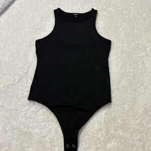 Express Women’s Body Contour Bodysuit Sz S Black Business Core Preppy Minimalist